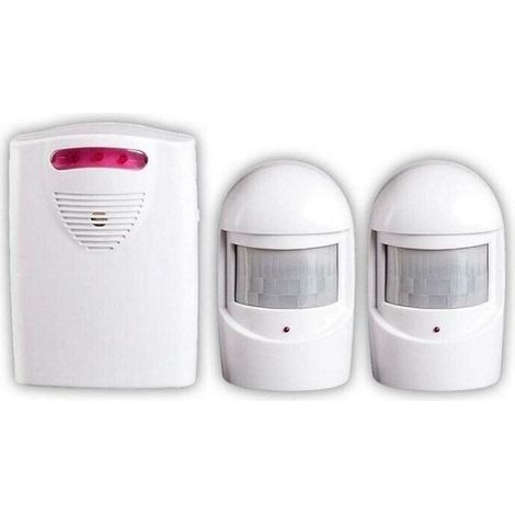Systèmes Sécurité Alarme, 1 Récepteur et 2 Détecteurs de Mouvement PIR Résistant Intempéries pour Cour / Garage / Grange,Kit Sirène sans Fil pour Port et Fenêtre Sécurité Protection Anti-vol