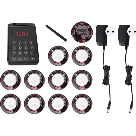 Système d'appel sans fil pour restaurants - 10 récepteurs avec bip, vibration et signal lumineux - Prise EU (1/5)