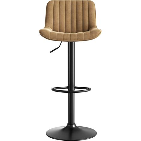 Lot de 4 tabourets de bar pivotants marron en velours réglables 360° MODENUIT (1/5)