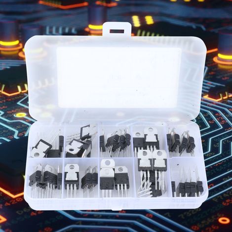Kit de 50 transistors régulateurs de tension (10 valeurs différentes) avec boîte transparente à 10 compartiments (1/5)