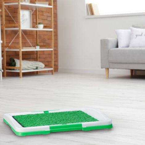 Bac a litiere pour chiot avec herbe - toilettes pour chien faciles a nettoyer