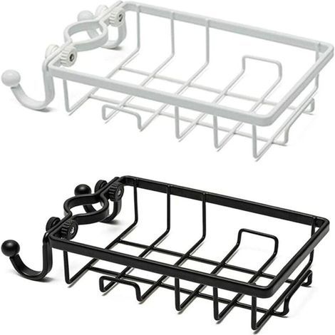 Cuisine Robinet Éponge Éponge Savon Vidange Tissu Boîte De Rangement Savon Sèche-Serviettes Étagère Bouchon(2Pcs,Blanc et Noir) (1/5)