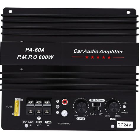 Carte D'amplificateur de Voiture 600 W, Module D'ampli de Caisson de Basses Haute Puissance avec Dissipateur Thermique en Alliage D'aluminium pour Haut-parleurs 8, 10, 12 (1/5)