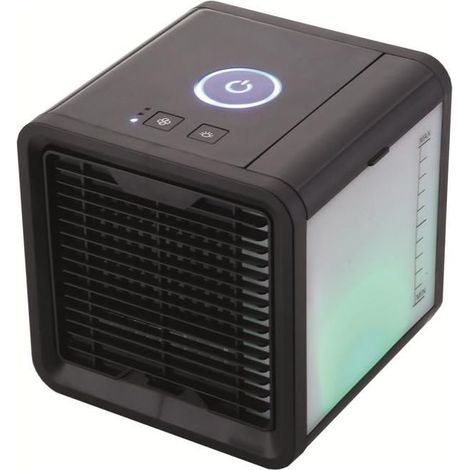 Rafraîchisseur d'air portable 79,2m3/h – Débit d'air pour espaces jusqu'à 20m² – Panneau tactile LED 7 couleurs – 3 vitesses – 5W – Ultra-compact (1/5)