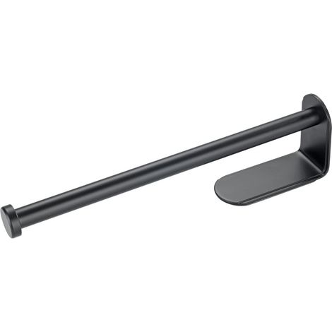 Porte-rouleau pour papier cuisine, support à papier cuisine en aluminium, auto-adhésif, à fixer sur du carrelage ou en-dessous de placards, dimensions (l x h x p) : 27,5 x 4,5 x, 7 cm, noir (1/5)