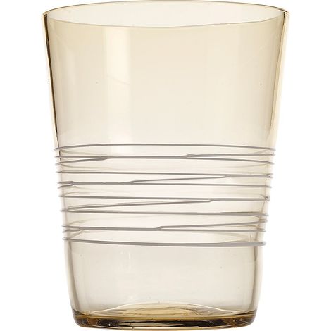 Lot De 6 Verres Tumbler Filante En Verre Ambre Avec Travail Au Fil Blanc : Design Élégant Et Artisanal Pour La Table Quotidienne Et Les Occasions (1/3)