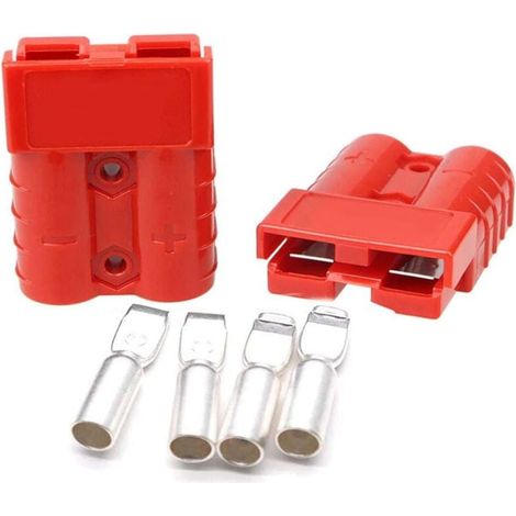 2 Pièces de Prise Connexion 175A 600V Batterie Connecteur D'Alimentation Treuil Rouge pour un Maximum Fil 1AWG (1/4)