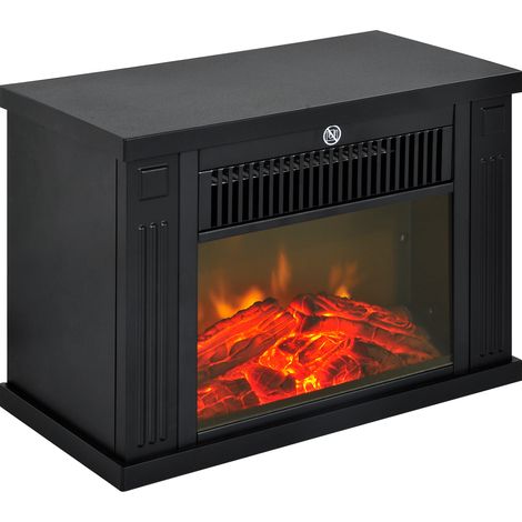Chimenea eléctrica decorativa de sobremesa de 600/1200 W, portátil, con efecto de llama realista y protección contra sobrecalentamiento, para una superficie de 10 a 15 m², dimensiones: 34 x 17 x 25 cm (1/5)