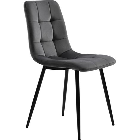 Ensemble salle à manger 5 pièces avec table ronde 80 cm à plateau MDF effet marbre et 4 chaises en velours gris (1/5)
