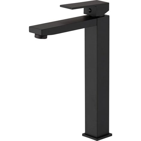 Miscelatore monocomando per lavabo nero opaco – Altezza bocca 22 cm – Acciaio inox 304 – Aeratore antispruzzo – Installazione semplice -Crezuo