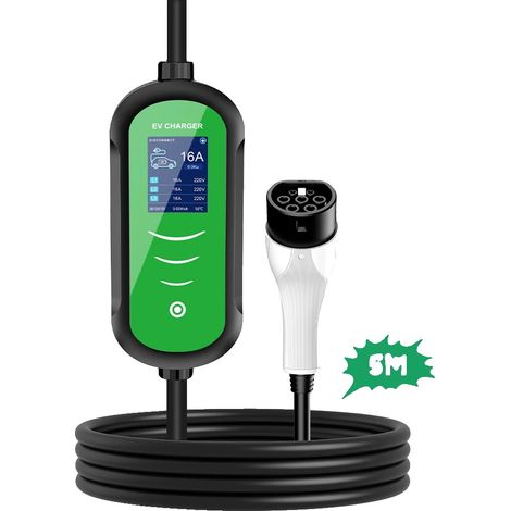 Cargador para coche eléctrico, 11 kW de potencia, diseño portátil, 11 kW 16 A trifásico, tipo 2 (1/2)