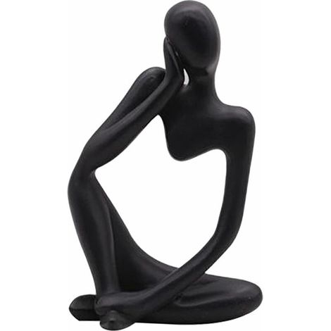 The Thinker Statue, Resin Thinker Abstract Sculpture Statue Modern Character Figurines Home Decor Office Desk Ornament Birthday Gifts Black Left