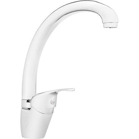 Invena Mitris Robinet de cuisine - Argent - Mitigeur céramique 35 mm - Bec pivotant - Mitigeur monocommande