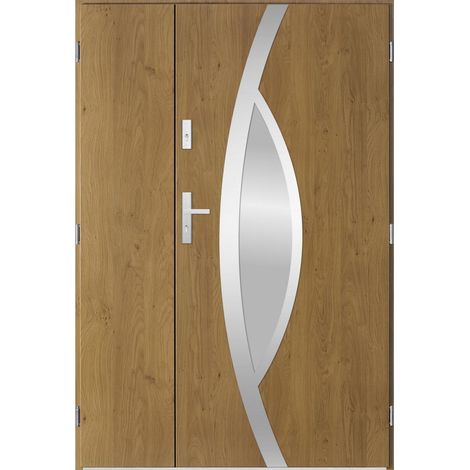 Porte d'entrée double PEGAS 120x200 cm winchester - Poignée et serrure : Sans - Poussant: Gauche