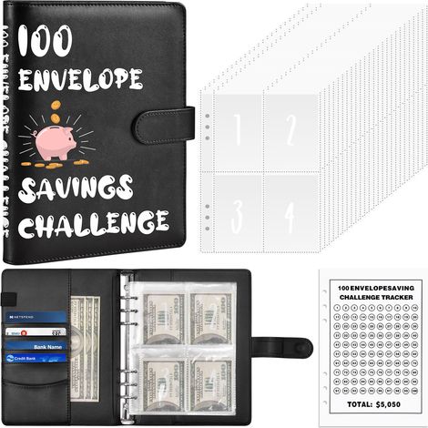 Défi des 100 enveloppes pour économiser, Livre de défis d'épargne des 100 enveloppes, Réutiliser un planificateur d'épargne A5, Budget par enveloppes pour économiser jusqu'à 5050 (1/5)