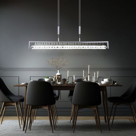LED Hängeleuchte Pendellampe Balken Design Chrom höhenverstellbar H 160 cm Wohnzimmer