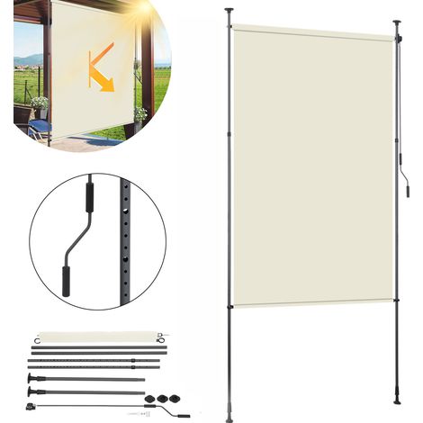 SWANEW Estor vertical Estor enrollable de exterior Protección anti-UV Estor de exterior con barras telescópicas sin taladrar 120 x 270 cm Beige (1/3)