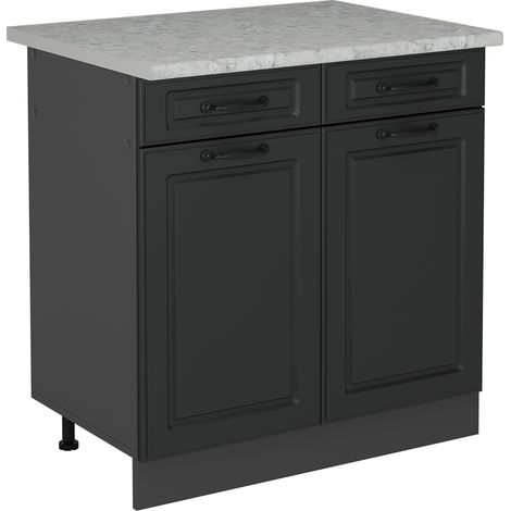 Mobiletto base per cucina R-Line, Antracite casa di campagna, 80 cm PL Marmo, Vicco