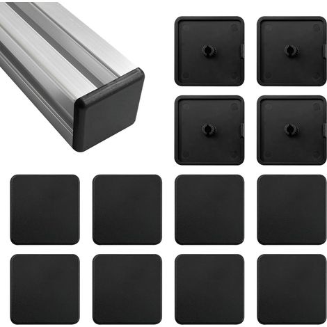 Embouts De Profilés Aluminium 40x40 mm – 12 Capuchons en ABS Noir Durables, Bouchons De Tube Carré Faciles À Installer pour Structures Extérieures, Étagères Et Projets DIY (1/5)