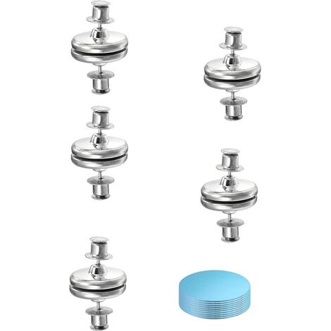 5 Paires Clips Magnétiques, Acier Inoxydable, 20 mm, Maintien Rideau Douche, Salle de Bain