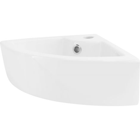 ML-Design Lavabo en Céramique Blanc Brillant, 46x33x13 cm, Anguleux, Vasque à Poser sur Plan de Toilette, Lave-Mains Évier pour la Salle de Bain/WC Invités, Design Moderne, sans Matériel de Montage (1/5)