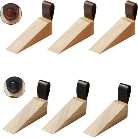 Lot de 6 butées de porte, butées de porte au sol, blocs de porte au sol avec boucle en cuir, butées de porte fonctionnelles, portes vitrées (1/5)