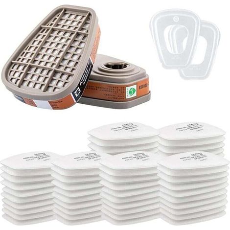 6001 3m Respiratory Filter with Carbon, Paint Filter, Filter Accessory Kit with 60 Filter Cotton Pieces, for Filtration and Purification, Face Protection, Compatible with 6200/6800/7502
