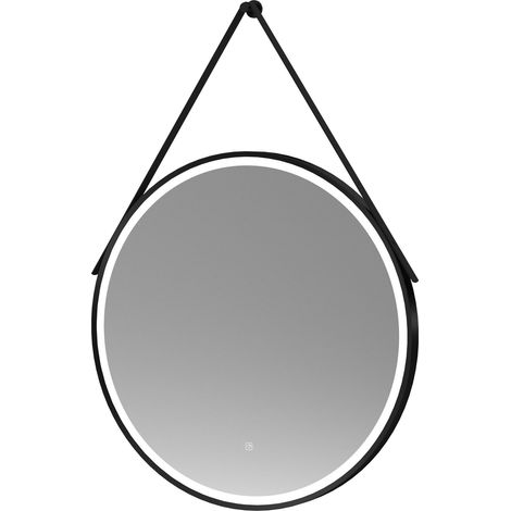 Nuie Salana Black Framed LED Touch Sensor Round Bathroom Mirror  800mm H x 800mm W (1/5)