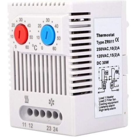 Pair Contrôleur de Température Interrupteur Uuvert/Fermé, 0 60℃ Thermostat Réglable Contrôleur, ZR011 Régulateur de Température en Plastique (1/5)