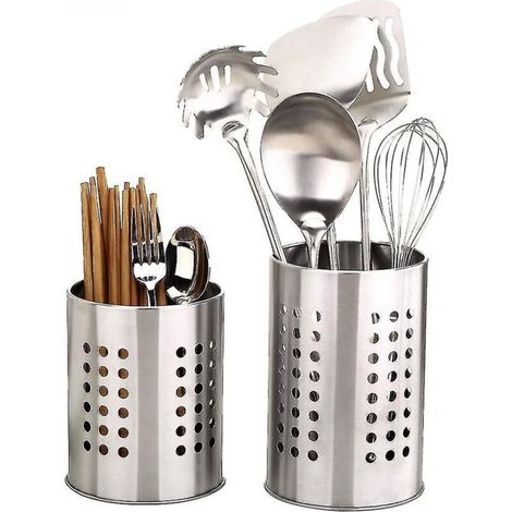 Lot de 2 porte-ustensiles en acier inoxydable (1/5)