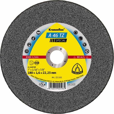 Trennscheibe A 46 TZ Special D180x1,6mm ger.INOX Bohr.22,23mm KLINGSPOR