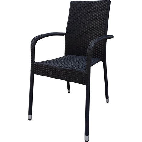TrendLine Gartenstuhl Malta Stapelstuhl Polyrattan schwarz Gartenmöbel (1/3)