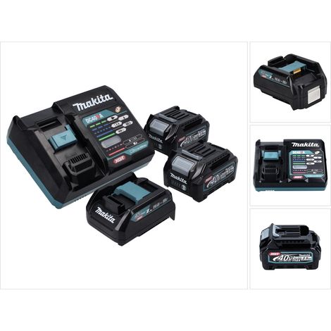 Kit de fuente de alimentación Makita 40 V máx. con 2 baterías BL 4025 de 2,5 Ah (2x 191B36-3) + Cargador rápido DC 40 RA ( 191E07-8 ) + Adaptador de carga ADP10 LXT a XGT 14,4 V 18 V ( 191C10-7 ) (1/5)
