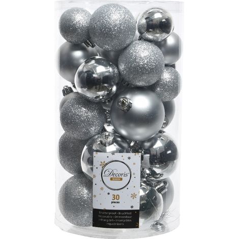 30 PALLINE ARGENTO OPACO/GLITTERATO