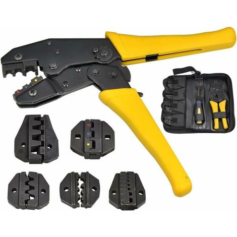 Pince Sertir Cosse Électrique: 5 en 1 Pince à Sertir Cosses Électriques Embout de Cable Kit Outillage Electricien pour Connecteur Isolé avec Sac Outil Sertissage (1/4)