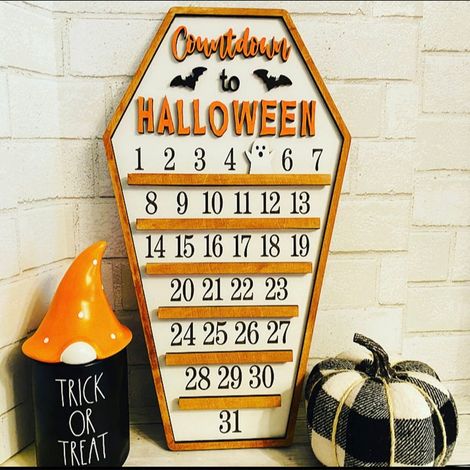 Calendrier Halloween - Cercueil En Bois Avec Chiffres Mobiles - Décoration Vintage Pour Compte À Rebours Jusqu'au 31 Octobre - 1 Pièce (1/5)