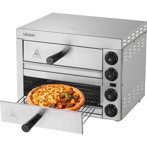 VEVOR Forno elettrico per pizza  per ripiani, 12 pollici, 1700 W, con controllo della temperatura e timer da 0 a 120 minuti, tecnologia di cottura uniforme e vassoio raccogli briciole facile da pulire