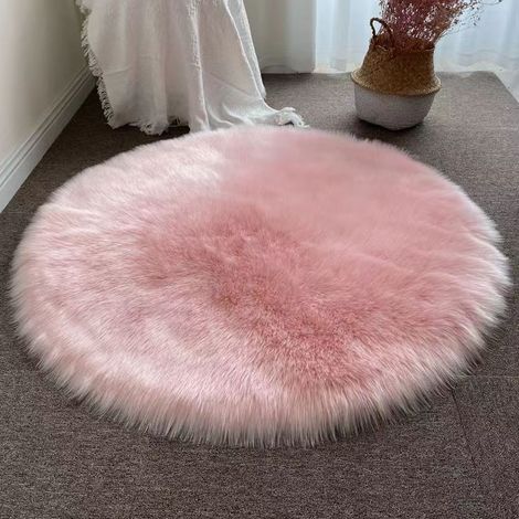 Tapis Salon Rond Tapis Grande Taille Chambre Modernes, Soft Tapis De Salon Tapis à Poils Longs Grand/Petit Tapis pour Enfant Chambre, Salon, Chambre à Coucher (100cm,Rose Clair) (1/2)