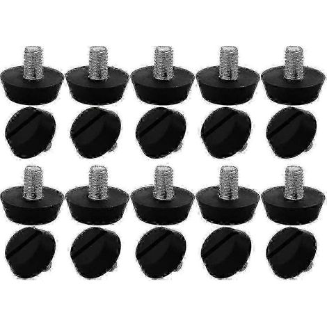 Pieds de nivellement pour roulettes de meubles M6 x 10 x 20 mm, pieds de nivellement réglables, protecteurs de sol adaptés aux pieds de chaises et de canapés, 20 pièces par paquet. (1/5)