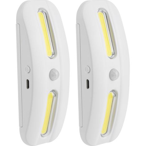 Lot de 2 lampes LED COB à chargement USB avec détecteur de mouvement, pour placard, armoire ou couloir. (1/5)