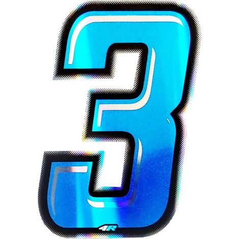 Numeri Slim Olografici, Blu, 100 mm - Numeri: 3