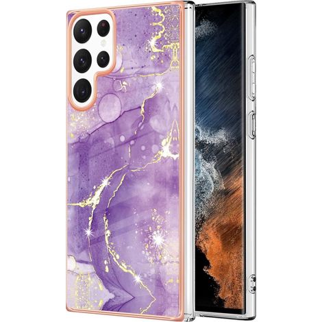 Hülle für Samsung Galaxy S22 Ultra Hard Back Case Marmor Lila (1/4)