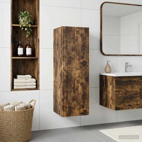 vidaXL Mobiletto da Bagno a Muro Rovere Fumo 33 x 34,5 x 60 cm