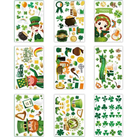 Autocollant Fenêtre Trèfle - PVC Double Face - Pour Vitre Miroir Réfrigérateur Salle De Bain - Décoration Saint-Patrick - Lot De 12 (1/5)