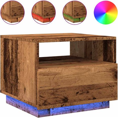 Maison Exclusive - Couchtisch mit LED-Leuchten Altholz-Optik 50x4