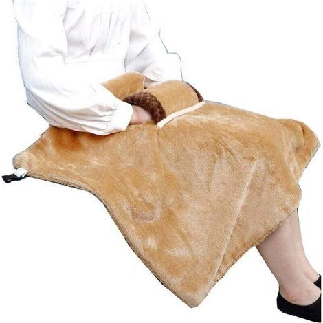 Doublehero Petite couverture chauffante USB - Equipé de arrêt automatique - En flanelle - Lavable - Destiné à genoux, XU, Taille, épaules - Marron - 60 x 90 cm - KZQ (1/4)