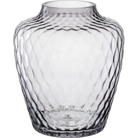 Vase à Fleurs, en Verre Gris, diamètre : 8,5 cm, au Look Tactile, pour Bouquets créatifs, Design Intemporel, Hauteur : 20 cm, Gris (1/5)