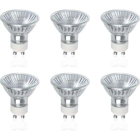 GU10-Halogenlampen, 6er-Pack, 50-W-GU10-Halogenstrahler, 220–240 V Wechselstrom, 700 Lumen, 40° Abstrahlwinkel, 2800 K warmweiß, dimmbar – Crezuo