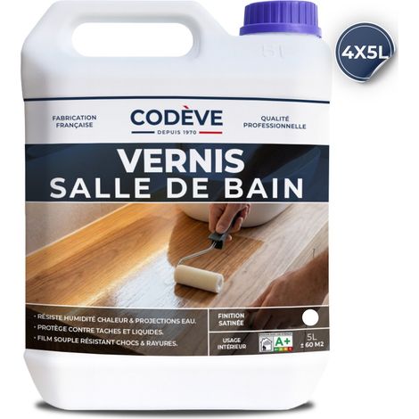 Vernis Salle De Bain - 4x5 L - Codeve Bois - Pour La Protection De Votre Meuble De Salle De Bain Ou De Lavabo.