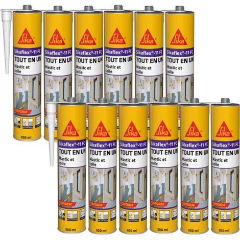 Lot de 12 mastics colles multi-usages SIKA Sikaflex 11 FC Purform - Blanc - 300 ml